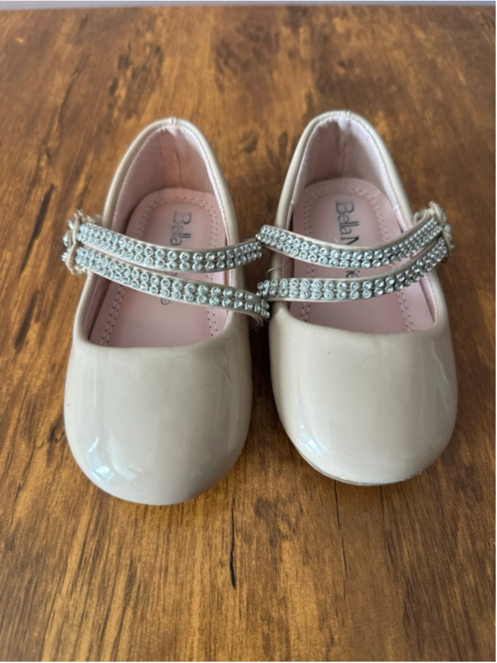 Bella Marie Dress Shoes Baby Girls Size 5 Beige Rhinestone Flower Mary Jane